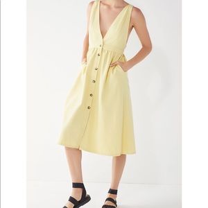 NWT Plunging Button-Down Denim Midi Dress